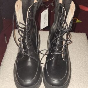 Journee Collection Black and Tan Moto Boots